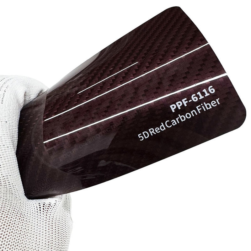 PPF-6116 Kırmızı 8mil Renkli Karbon Fiber Ppf Film UV Koruyucu