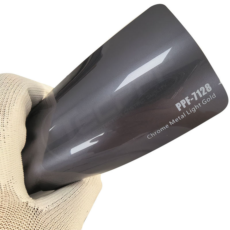 PPF-7128 Chrome Metal Light Gold Color Paint Koruyucu Film Araç Çizikleri İçin