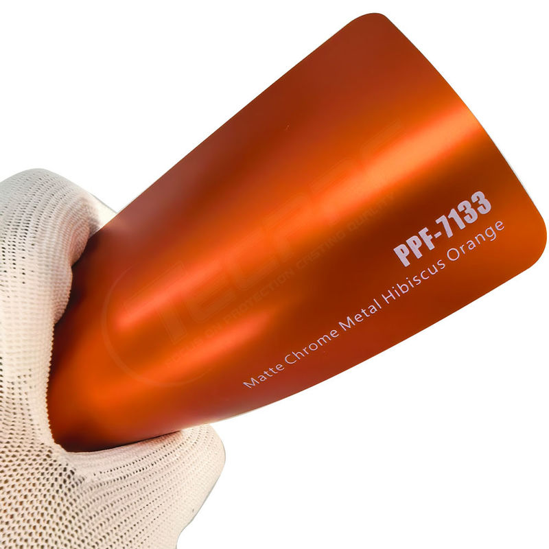 PPF-7133 Mat Chrome Metal Hibiscus Araç Çizikleri için Turuncu Renkli Boya Koruma Filmi