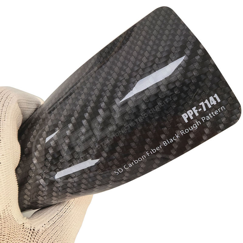 PPF-7141 5D Karbon Fiber Siyah Kaba Desen Renkli Boya Koruyucu Filmi Araç Çizikleri İçin